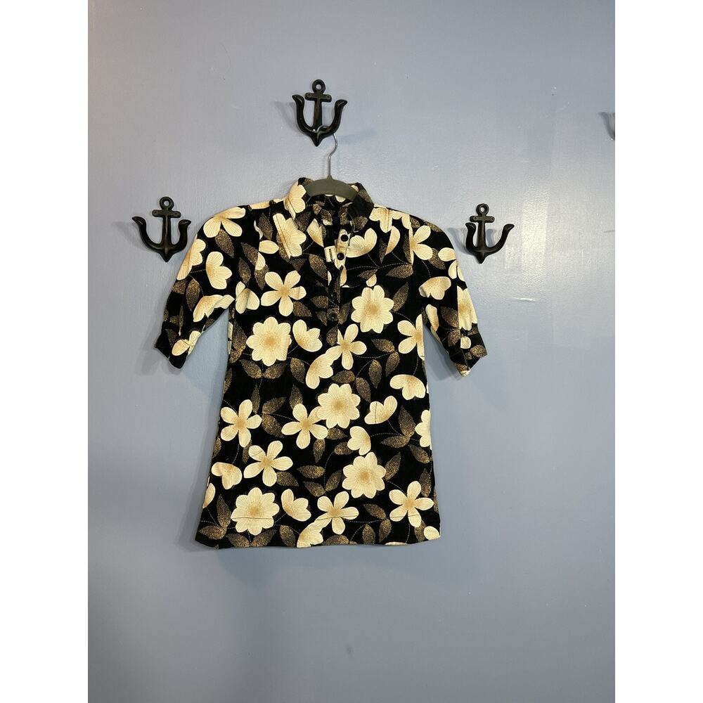 Gap Kids Black Floral Corduroy Dress Size Small